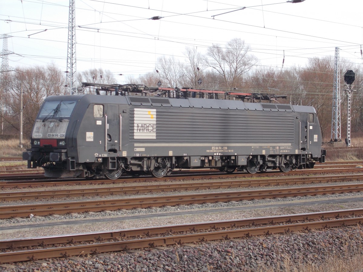 ES64F4-036 von der MRCE,am 07.Februar 2016,in Rostock Seehafen.