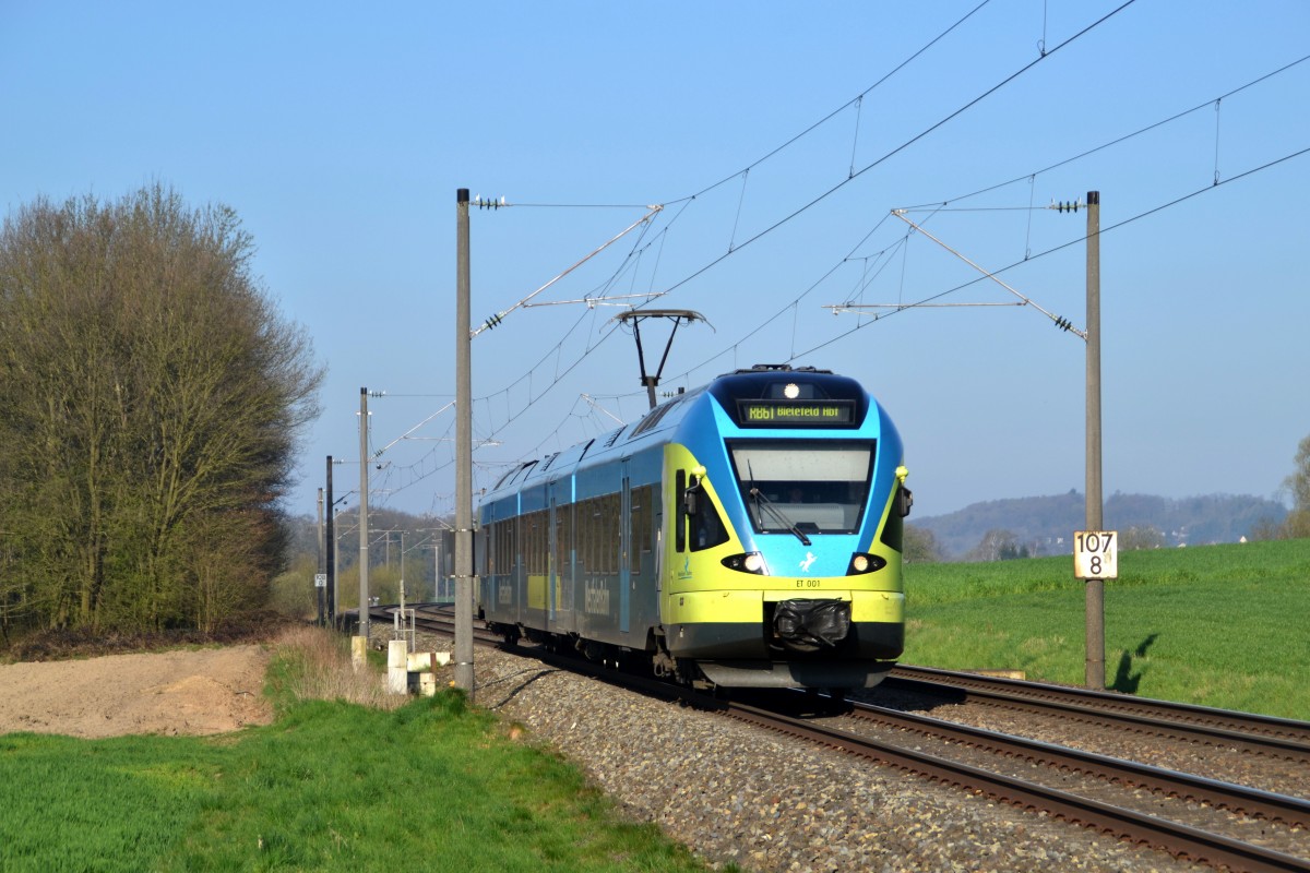 ET 001 als RB61 (WFB 90491 Bad Bentheim - Bielefeld Hbf) am 15.04.2015 bei Bruchmühlen