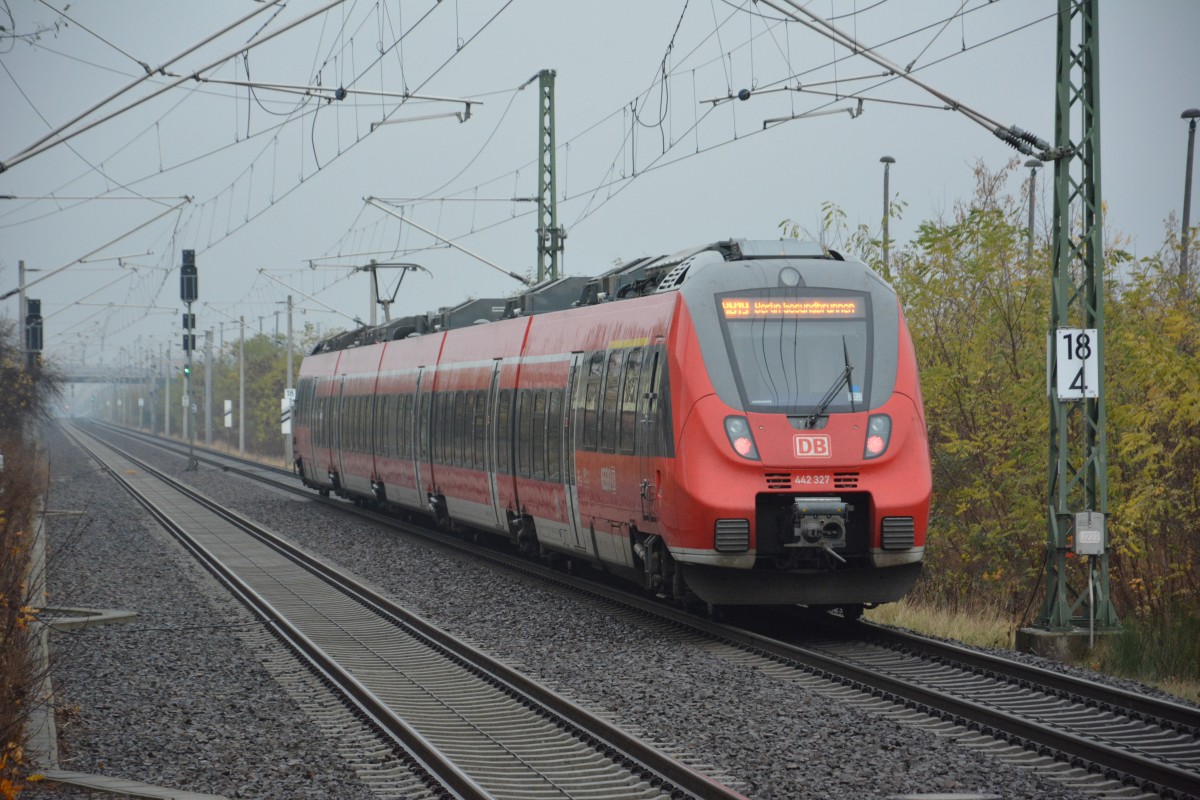 ET 442 (442 827/442 327) fährt am 19.11.2014 auf der RB 19 nach Berlin Gesundbrunnen. Aufgenommen bei der Durchfahrt Großbeeren.