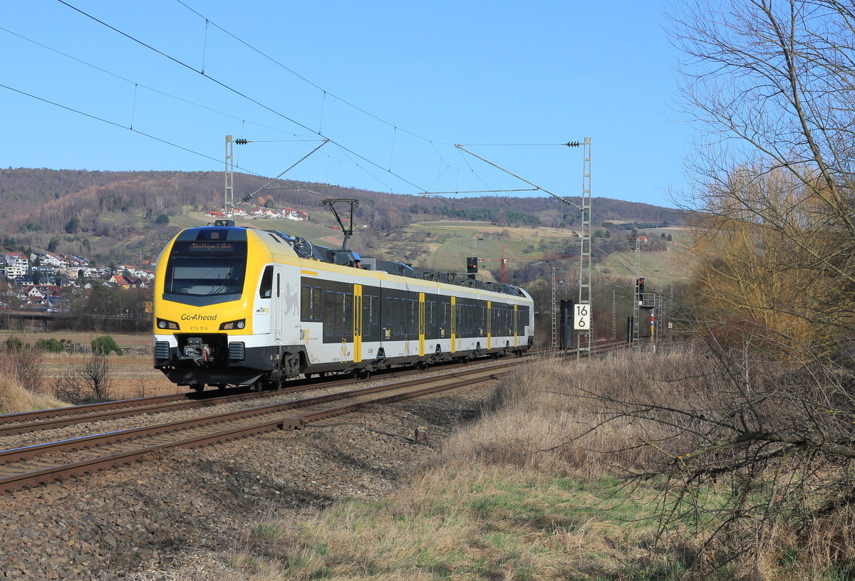 ET 5.12 A als RB 13 Aalen-Stuttgart am 21.02.2020 zwischen Grunbach und Beutelsbach. 