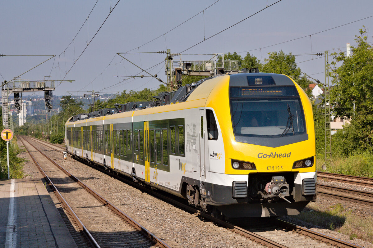 Et 5.19 B als MEX 13 Stuttgart-Ellwangen am 30.07.2022 in Stuttgart-Sommerrain. 