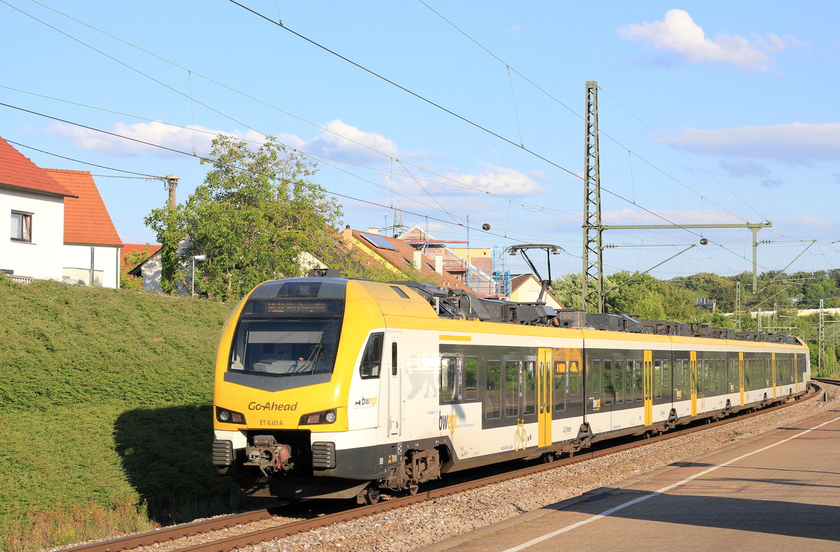 ET 6.03 A als IRE 8 Stuttgart-Würzburg am 11.07.2020 in Asperg. 