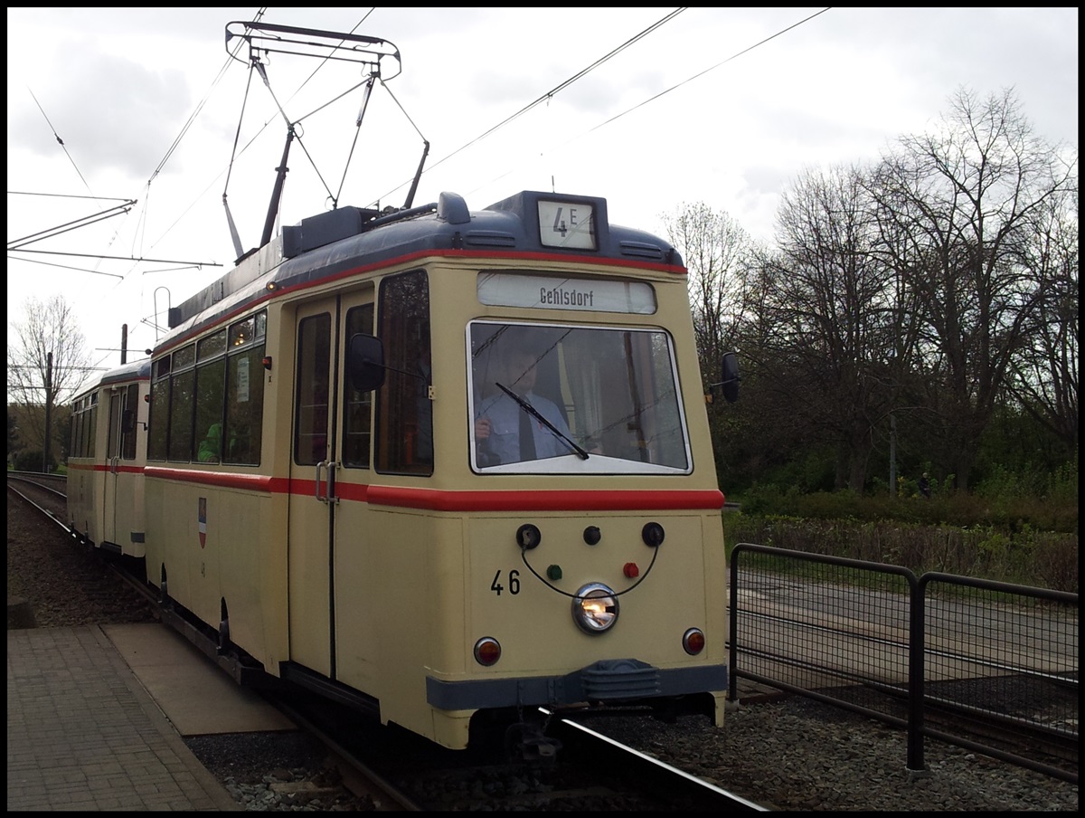 ET54 aus dem Jahr 1955 der RSAG in Rostock am 13.05.2014