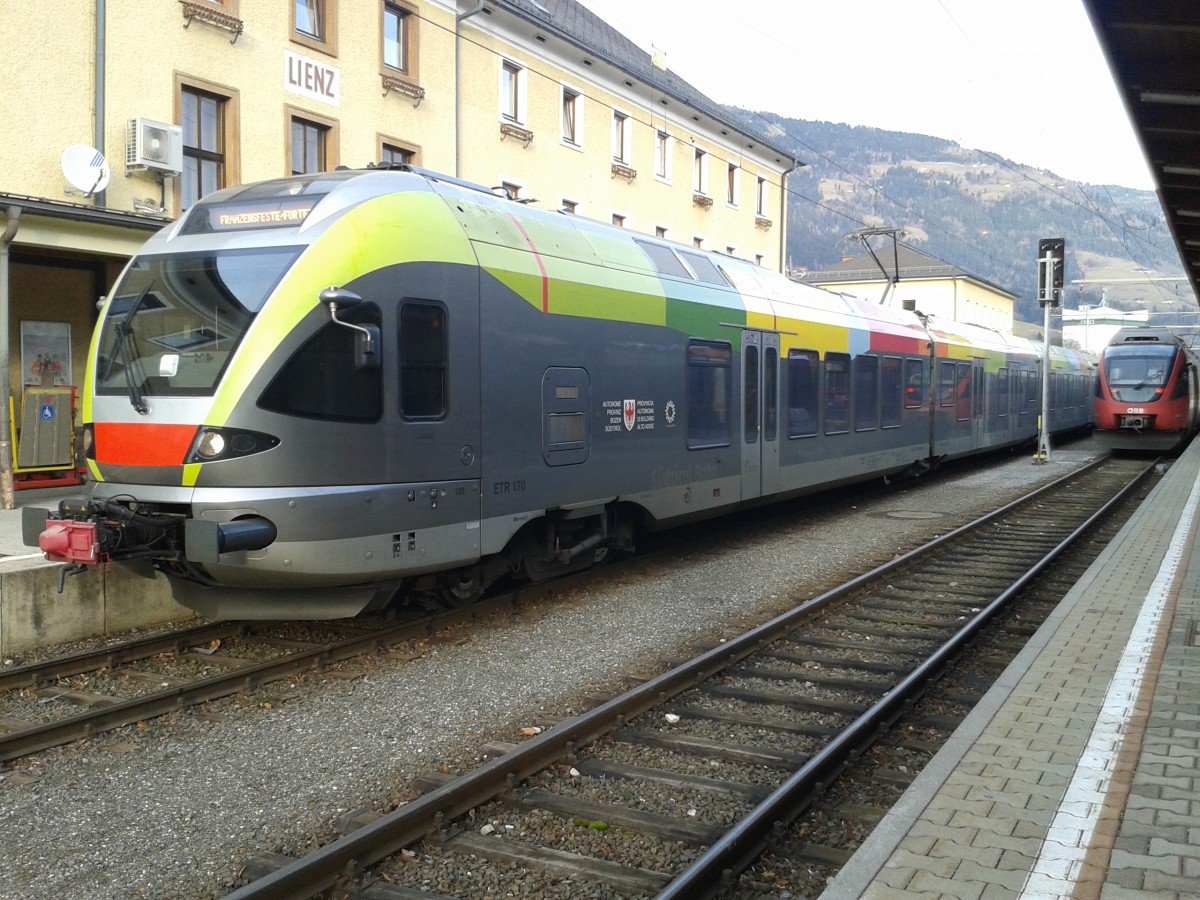 ETR 170 als REX 1884 nach Fortezza/Franzensfeste, hier zu sehen im Bahnhof Lienz am 15.1.2015