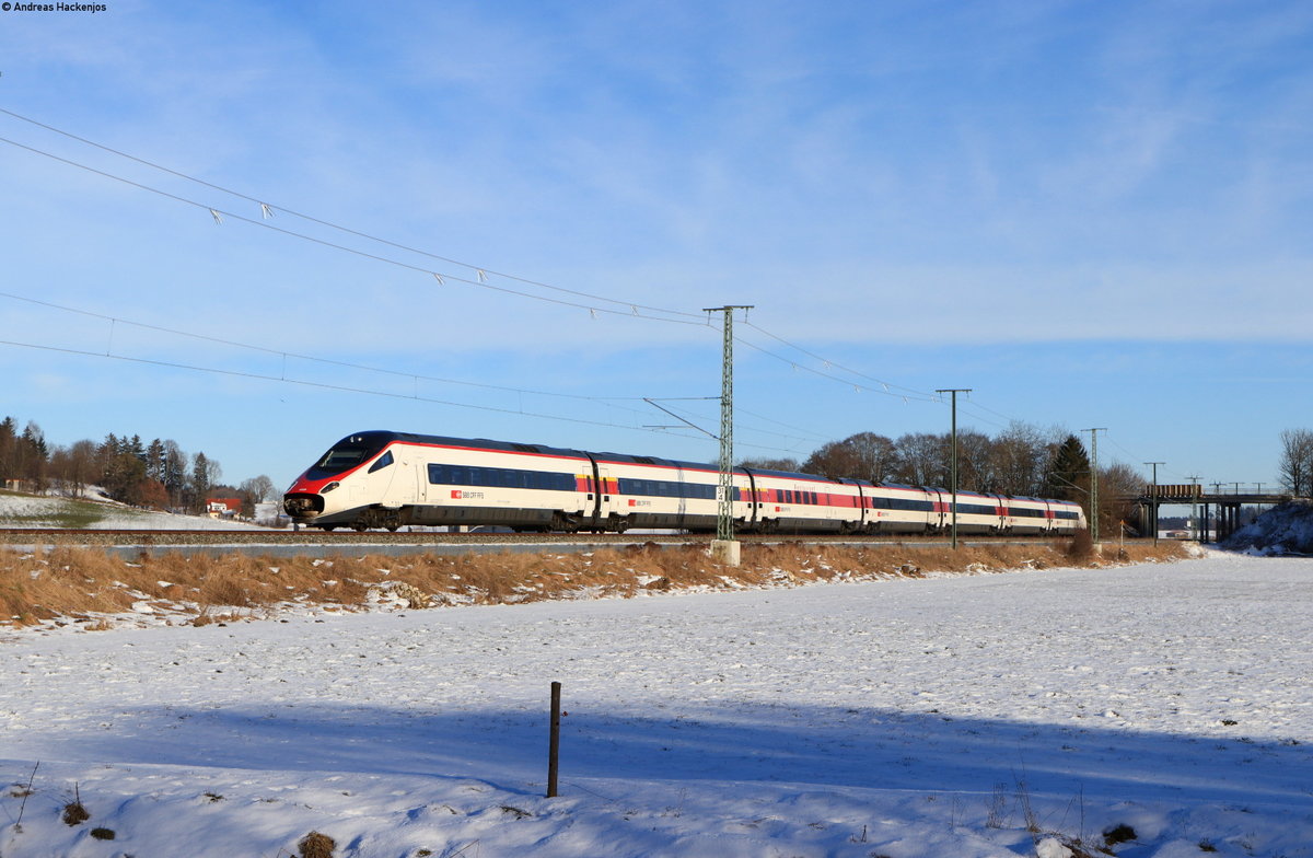 ETR 610 705 als ECE 190 (München Hbf-Zürich HB) bei Sontheim 14.2.21