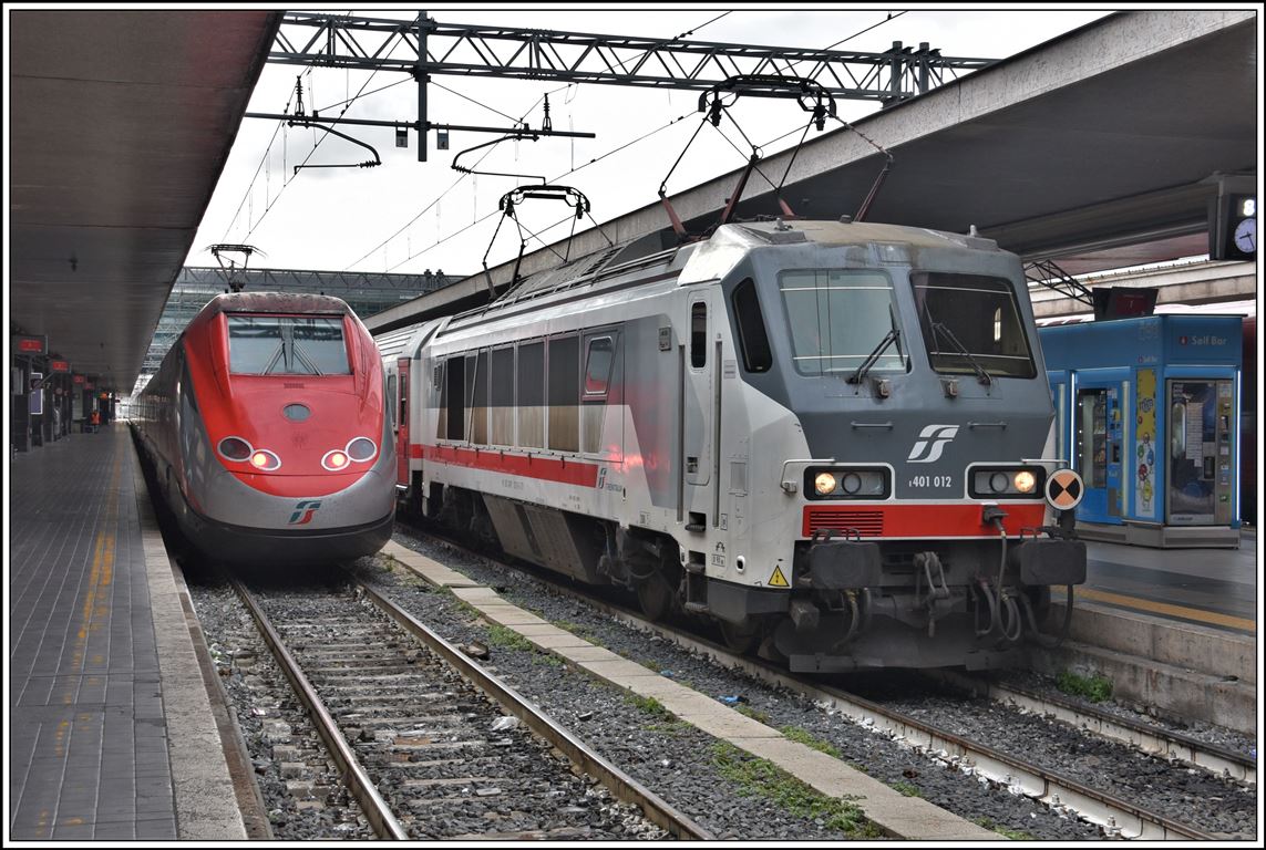 ETR500 und E401 012 in Roma Termini. (25.02.2020)