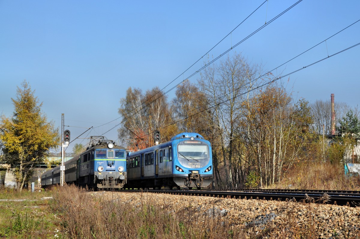 EU07 527 und EN57 1178 bei Katowice Brynw (31.10.2013)