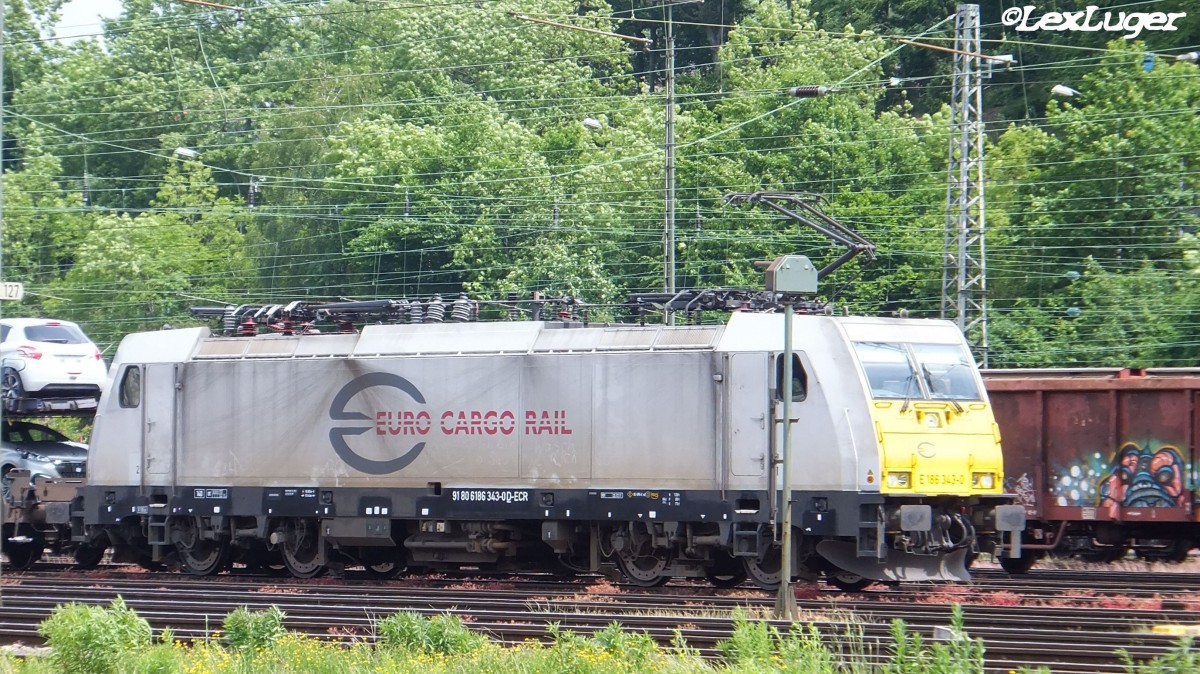 Euro Cargo Rail (ECR)E 186 343-0 am Saarbrücken-Güterbahnhof (31.05.2015)