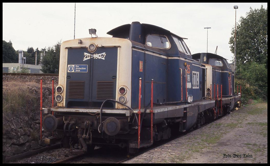 Euro Tunnelbau Lok 25 TTG ex 211160 DB am 29.8.1993 im BW Celle der OHE.