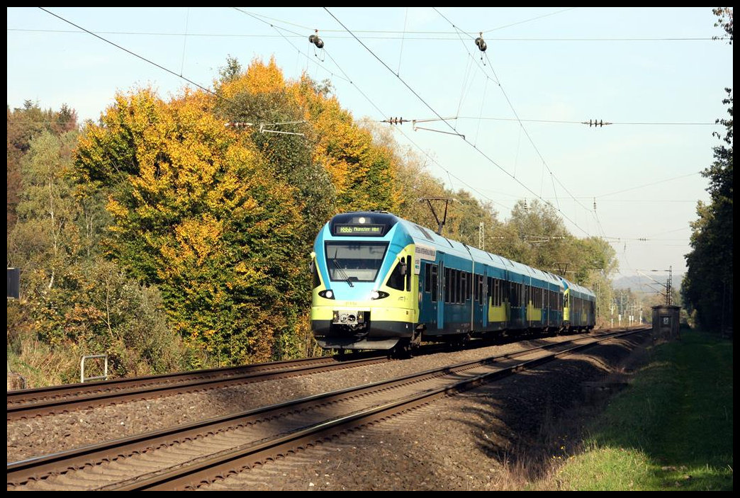 Eurobahn ET 9.04 Uhr ist hier am 9.10.2018 um 16.00 Uhr in Lengerich Schollbruch als RB von Osnabrück nach Münster unterwegs.