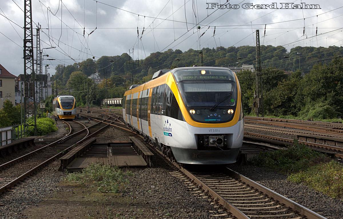 Eurobahn Talent VT 3.01 am 24.9.2014 um11.43 Uhr in Bielefeld einfahrend.
