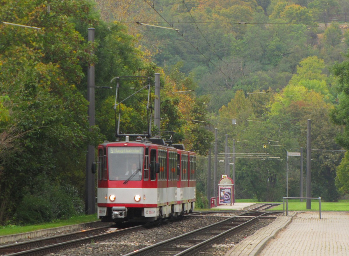 EVAG 495 + 405 als Linie 5 zum Lberwallgraben, am 10.10.2014 hinter der Haltestelle Zoopark.