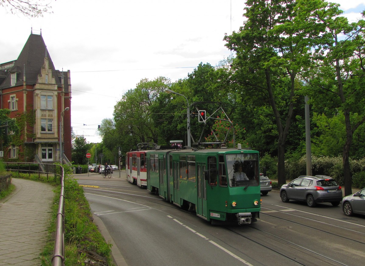 EVAG 518 + 519 als Linie 5 (Löberwallgraben - Zoopark), am 07.05.2014 in der Schillerstraße.