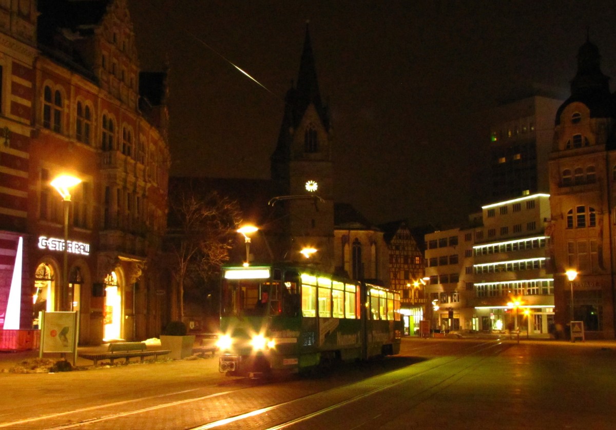EVAG 518 während einer Nachtsonderfahrt der Erfurter Nahverkehrsfreunde, am 03.03.2013 am Anger.