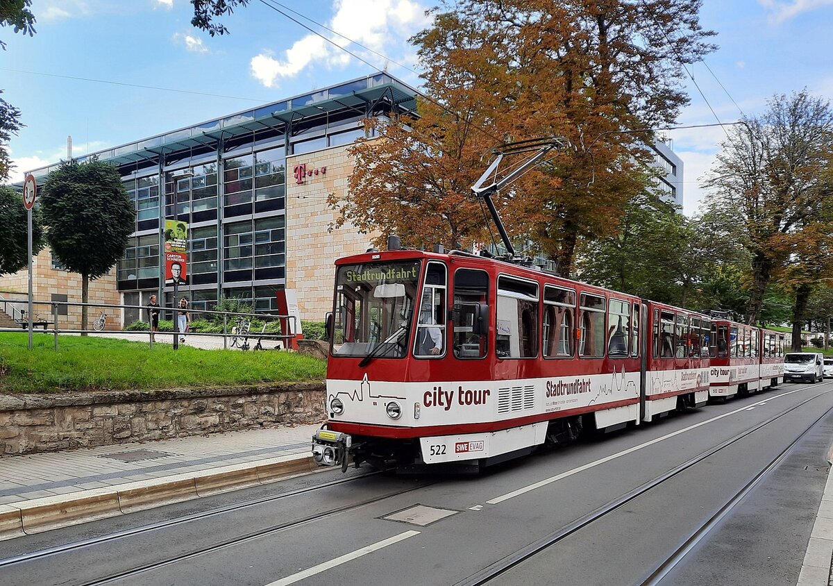 EVAG 522 + 512 am 28.08.2021 auf Stadtrundfahrt in der Andreasstraße.