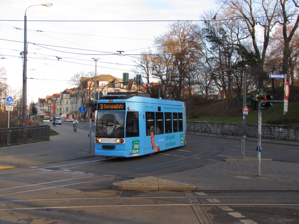 EVAG 615 als Linie 3 (Urbicher Kreuz - Europaplatz), am 08.01.2014 am Hauptbahnhof.