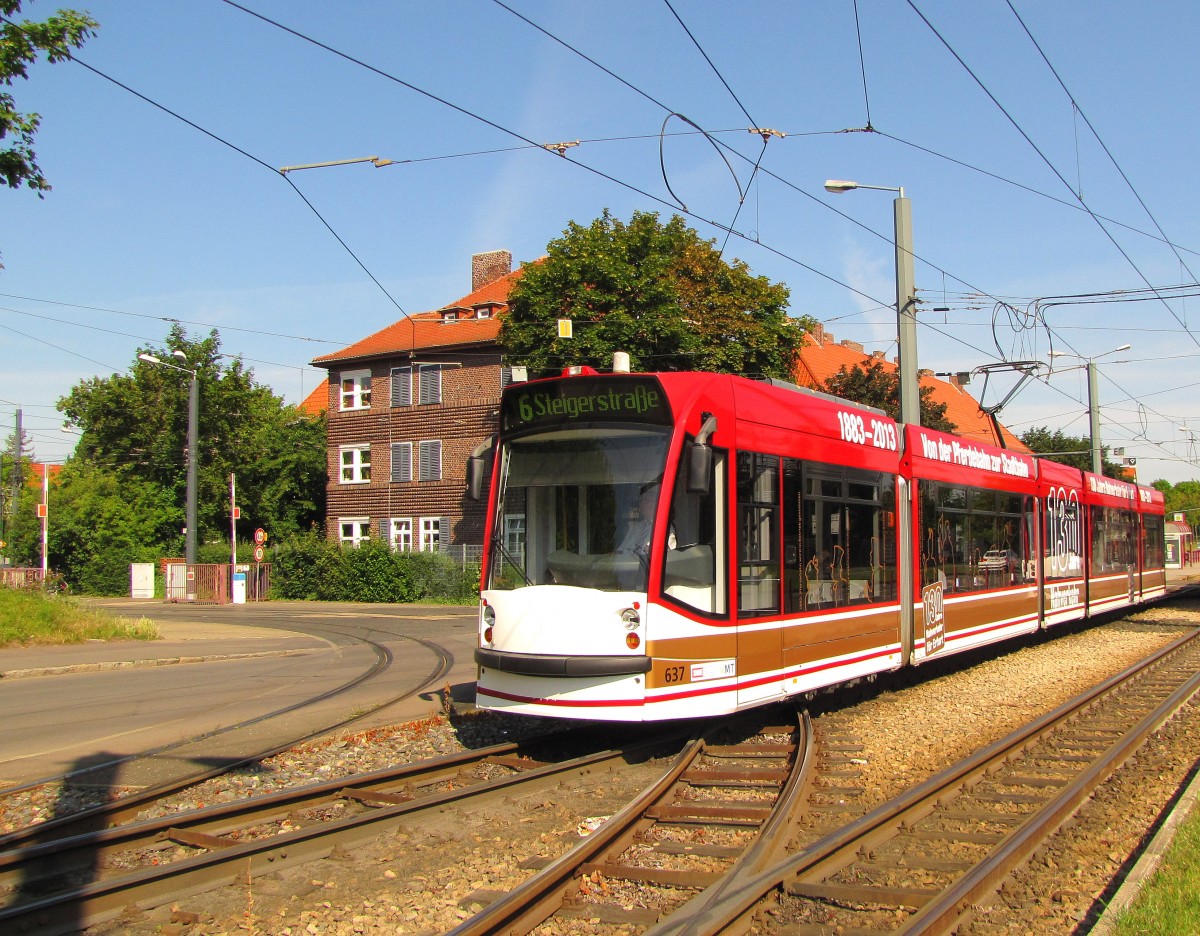 EVAG 637 als Linie 6 (Rieth - Steigerstraße), am 03.07.2014 in der Nordhäuser Straße.