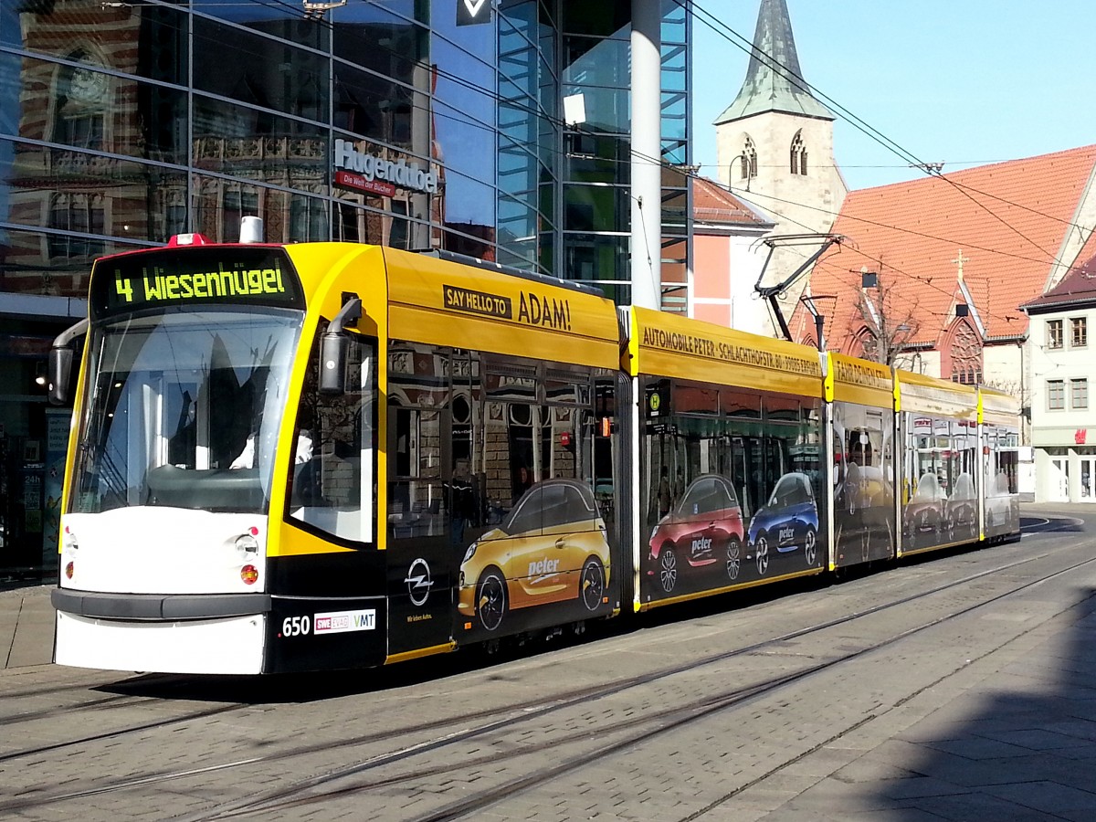 EVAG 650 als Linie 4 (Bindersleben - Wiesenhügel), am 09.03.2014 am Anger.