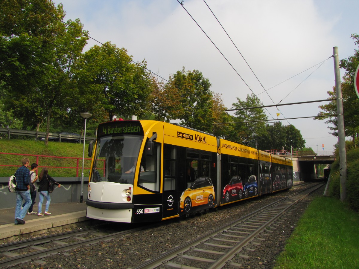 EVAG 650 als Linie 4 (Wiesenhgel - Bindersleben), am 04.09.2014 an der Haltestelle Abzweig Wiesenhgel.