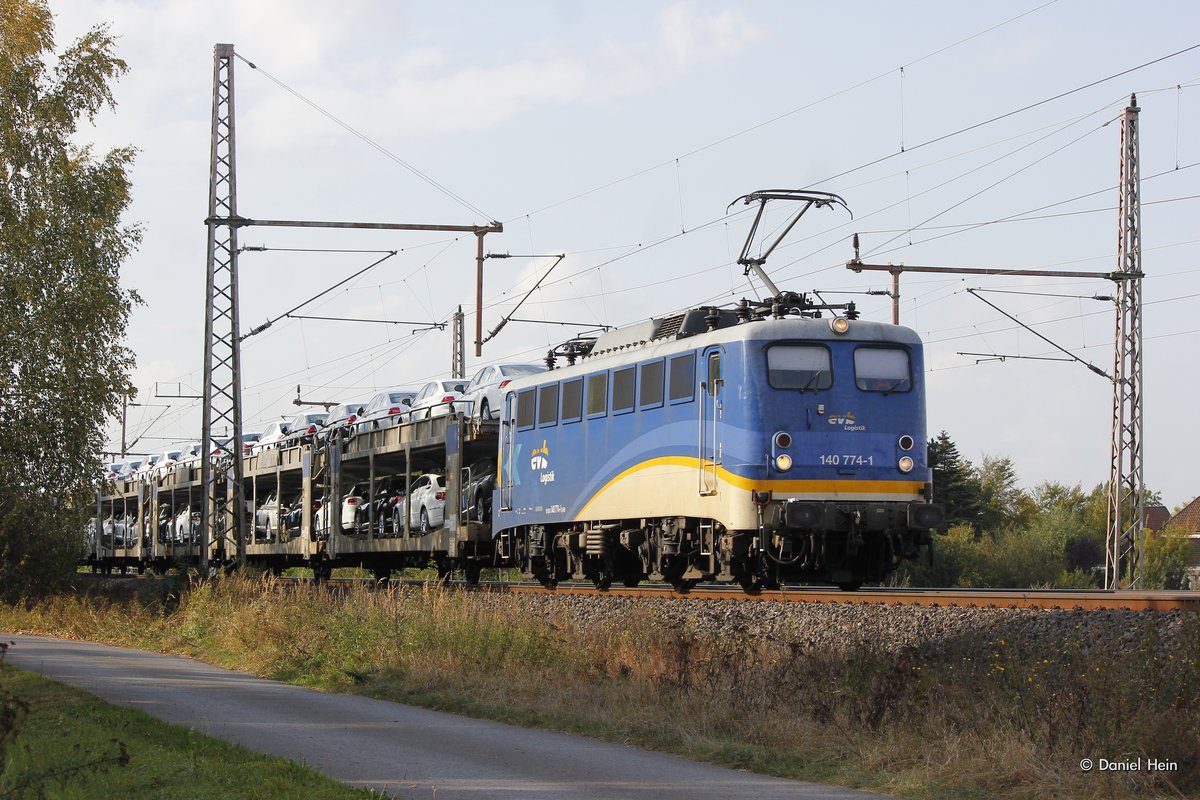 evb 140 774-1 mit Autotransportzug in Dedensen G�mmer, September 2016.