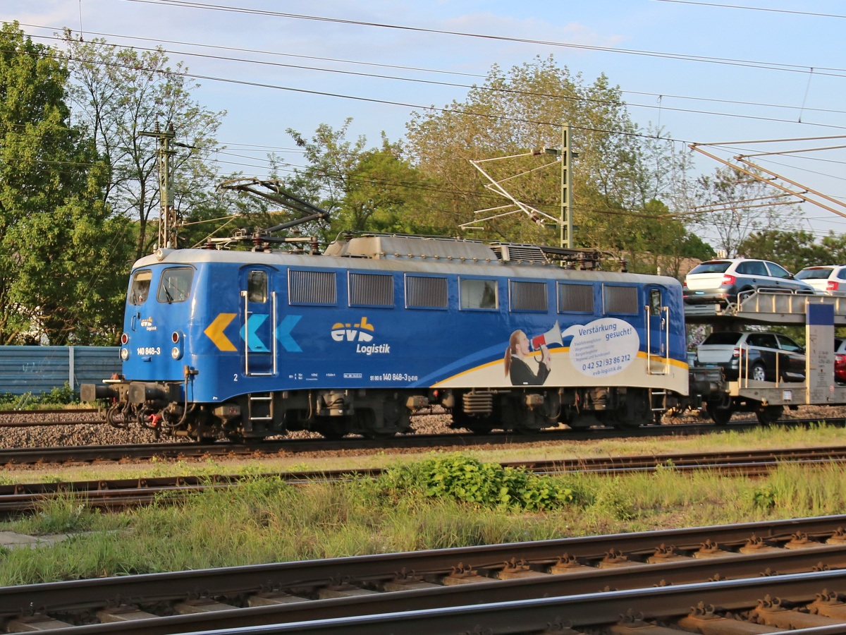  EVB  140 848-3 (NVR: 91 80 6 140 848-3 D-EVB) am 12.05.2016 Seelze <br>Richtung Wunstorf durchfahrend.
<P>Weitere Bilder zum Thema Bahnfotografie gibt es auf meiner Site unter:<br> 
<a href= http://www.ralf-bueker.de/Ralf's Eisenbahnbilder.htm target= _blank >Ralf's Eisenbahnbilder