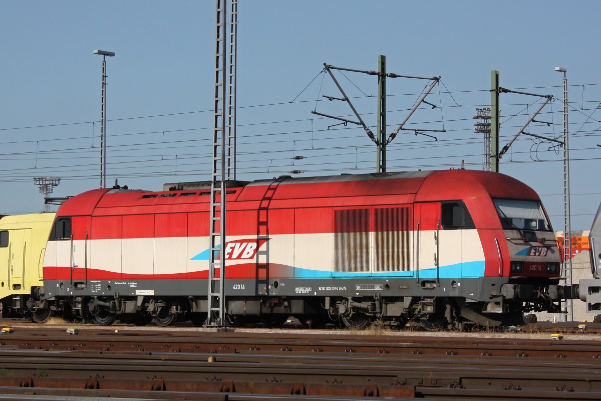 EVB 420 14 am 20.7.13 abgestellt am Gbf Alte Süderelbe in Hamburg-Waltershof.