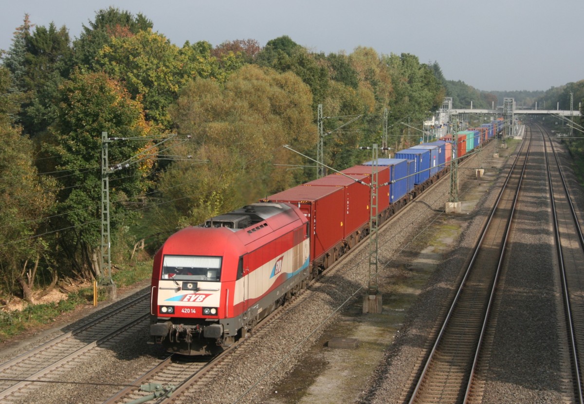 EVB 420 14 mit DGS 94937 (Hamburg-Waltershof–Hannover-Wlfel) am 12.10.2010 in Lauenbrck