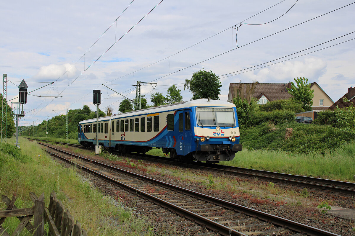 evb 628 150 durchfährt den Bahnhof Walle als RB76 von Rotenburg(Wümme) nach Verden(Aller). (25.05.2022)