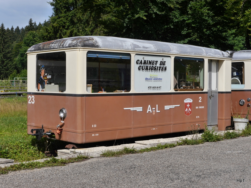 ex AL Personenwagen 2 Kl. B 23  Abgestellt bei St. Cergue am 17.08.2014