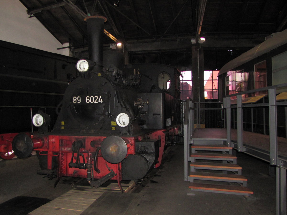 ex. Kleinbahn Erfurt-Nottleben 89 6024 am 31.08.2016 im Deutschen Dampflokomotiv-Museum in Neuenmarkt-Wirsberg.