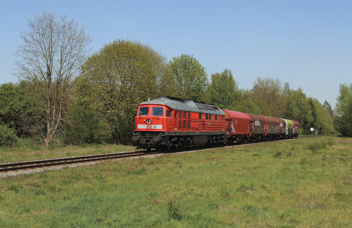 EZ 45366 mit der 233 314 in der Ortslage Seußen. Der mit 6 Planenwagen bestückte Güterzug kommt aus Cheb und wird nach Nürnberg gefahren. Der Zug konnte am 30.04.2024 bei bestem Frühlingswetter aufgenommen werden.