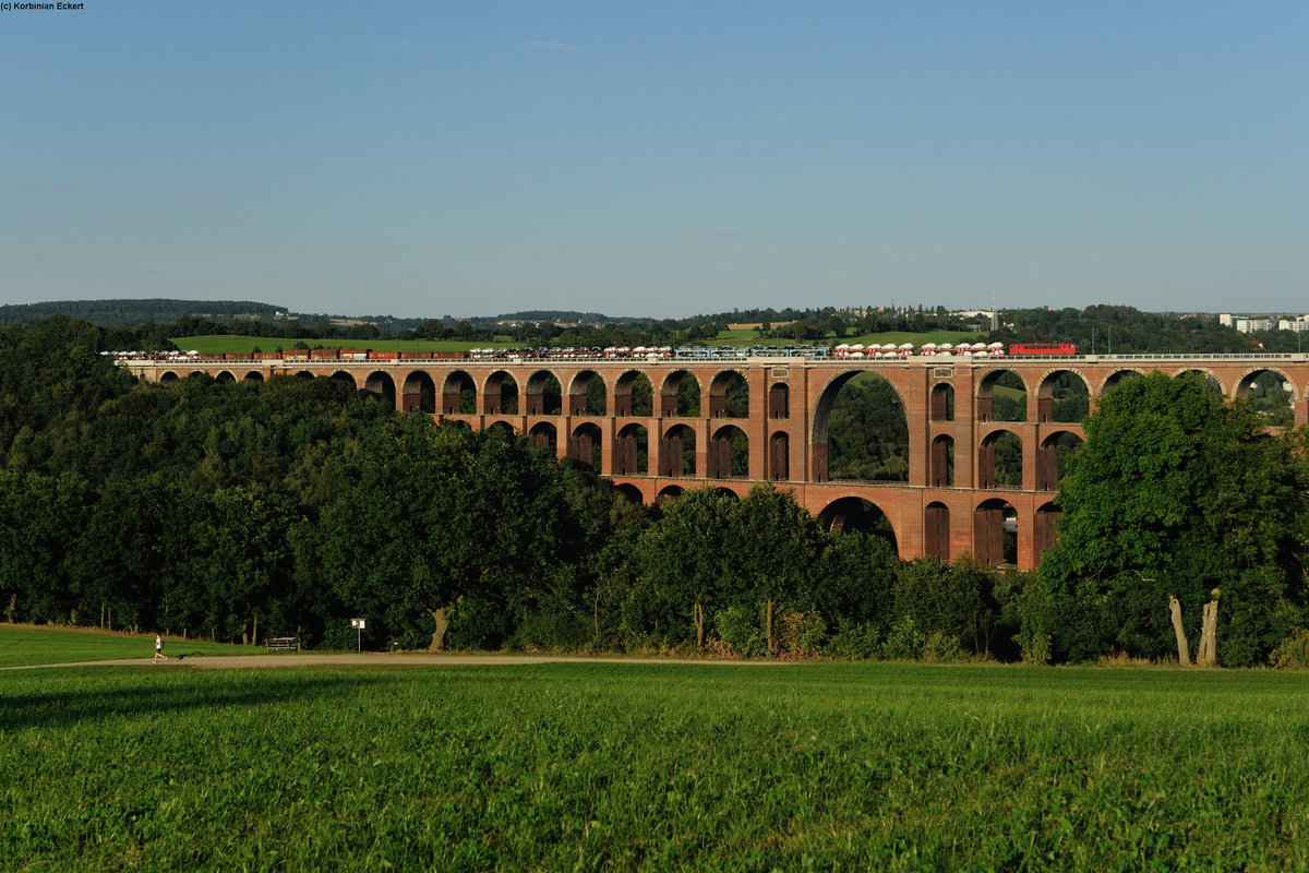 EZ 51619 von Leipzig nach Nürnberg Rbf gezogen von einer 155 bei der Überquerung der Göltzschtalbrücke, 18.08.2016
