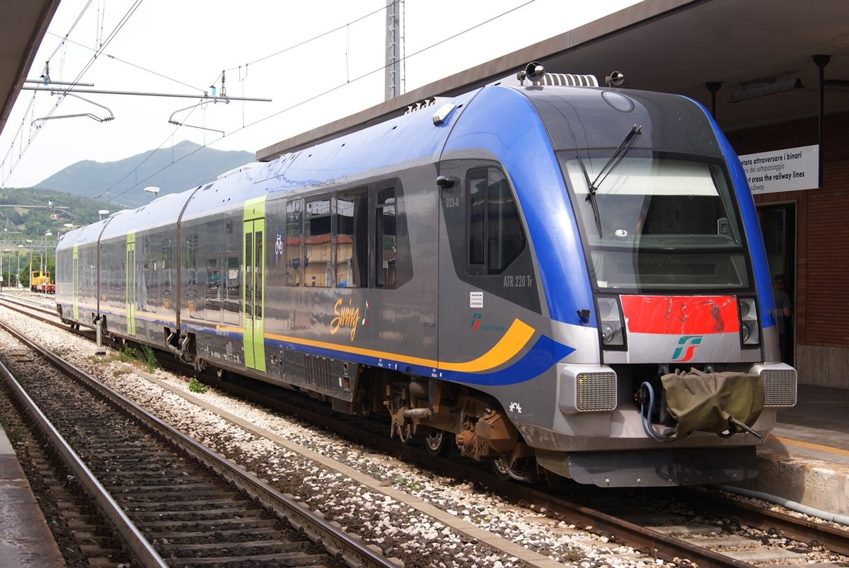 Fabriano station, 08 june 2019. ATR 220.123 wait for the next local service