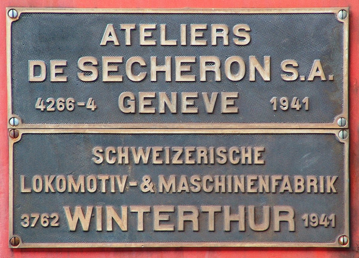 Fabrikschilder der Ee 3/3 16368 (Baujahr 1941)