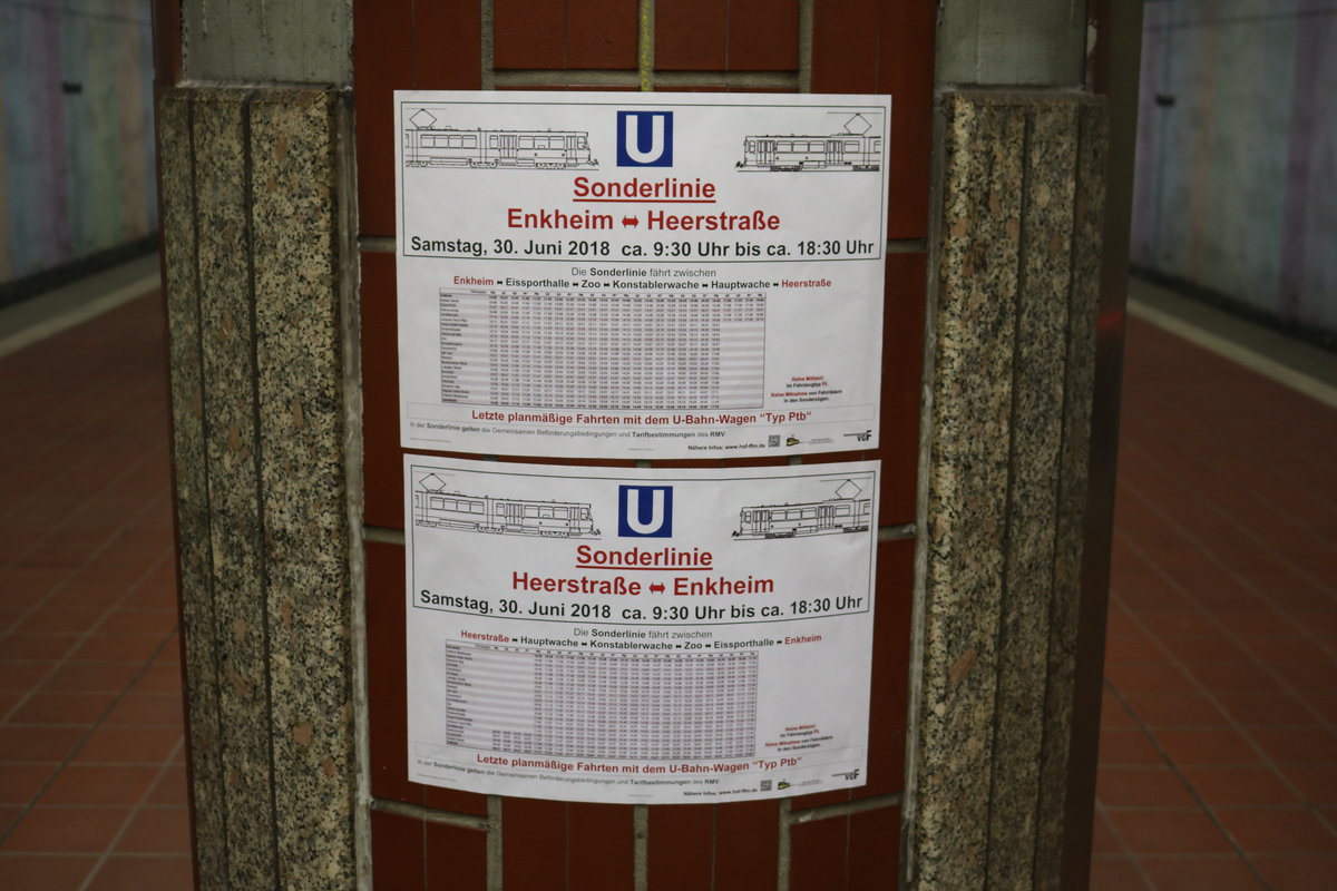 Fahrplan für Sonderverkehr am 30.06.18 in Frankfurt am Main