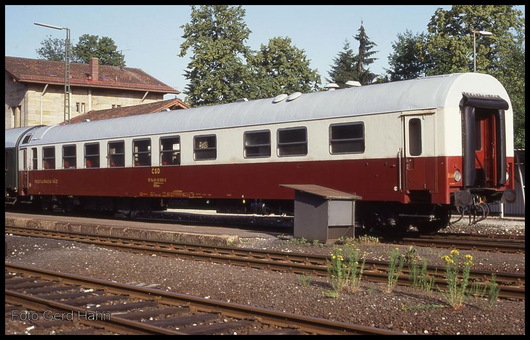 Fahrzeugausstellung am 27.6.1992 in Hersbruck links der Pegnitz:
CSD Restaurant Wagen 705485-09008-2 BRmn