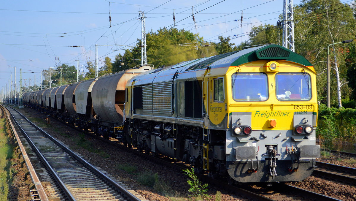 FDE - Freightliner DE GmbH, Berlin [D] mit der BRLL  653-09  [NVR:  92 80 1266 119-7 D-BRLL ] und Getreidezug aus Richtung Frankfurt/Oder kommend am 23.09.20 Berlin Hirschgarten.