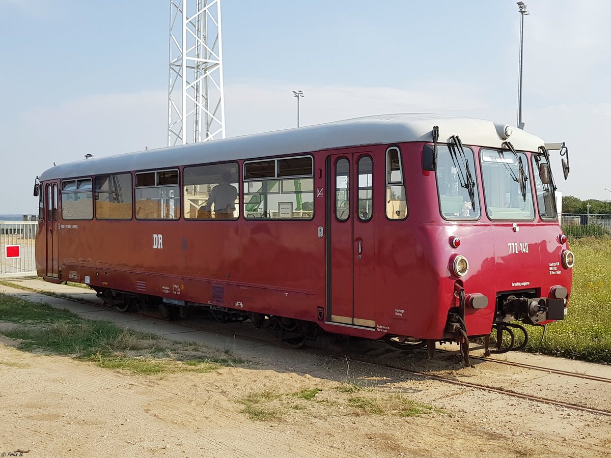  Ferkeltaxe  772 140 der Pressnitztalbahn in Greifswald am 09.08.2020. (Foto ist Rahmen einer Sonderfahrt enstanden)