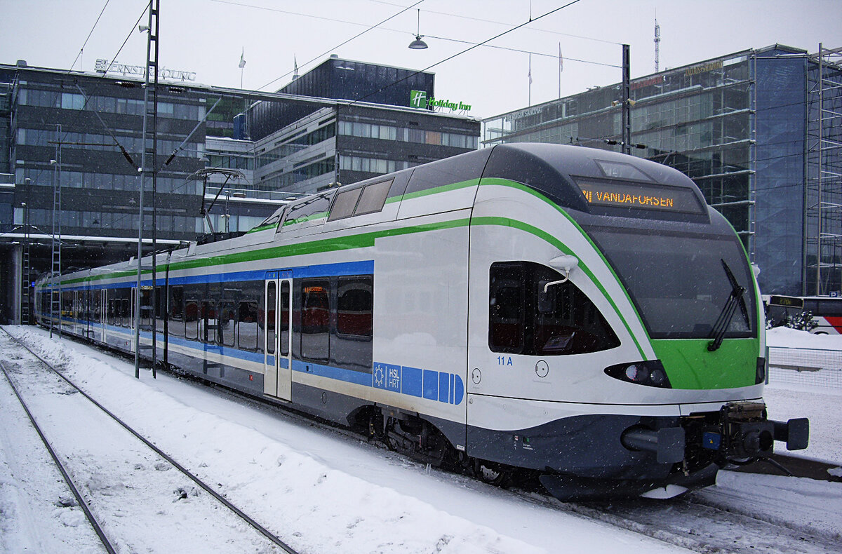 Finnish unit JKOY Sm5, car 11A, 2081 011-0, Helsinki Central Station, 08 Feb 2012.