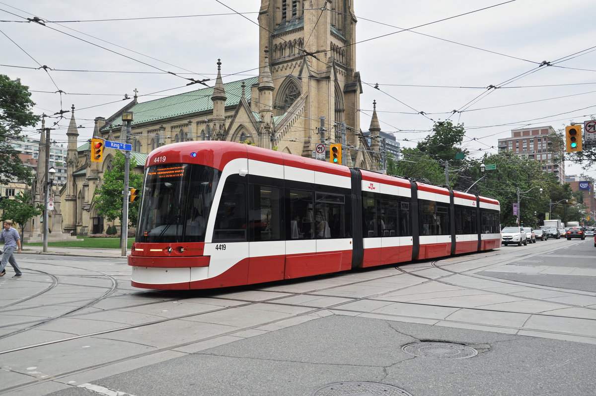 Flexity Tramzug der TTC 4419, auf der Linie 514 unterwegs in Toronto. Die Aufnahme stammt vom 22.07.2017.