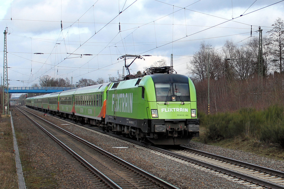 FLIXTRAIN - ES 64 U2-005 auf den Weg nach Köln. Tostedt, den 29.03.2018