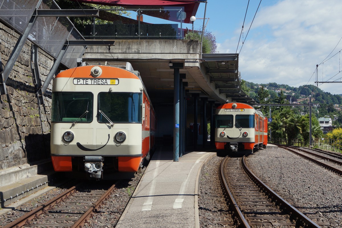 FLP: Be 4/8 und Be 4/12 in Lugano am 21. Juni 2015.
Foto: Walter Ruetsch
