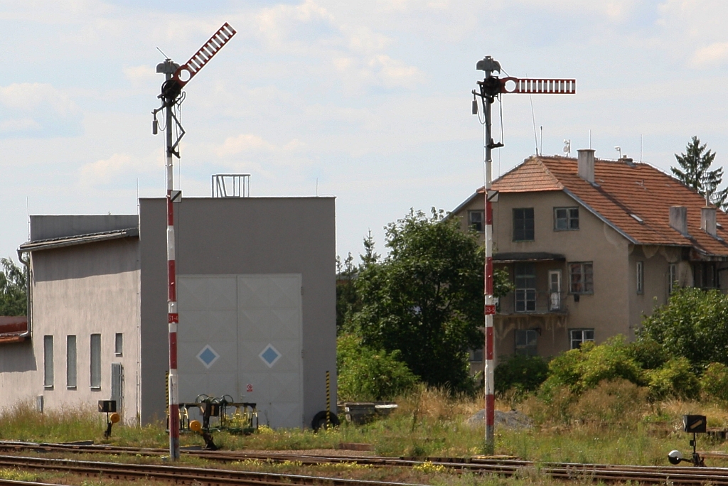 Formhauptsignale am 09.August 2019 im Bahnhof Moravske Budejovice.
