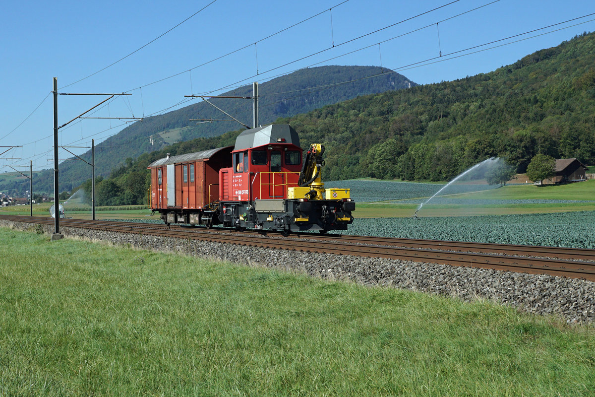 Fotogene SBB Bauzüge.
Tm 234 zwischen Oensingen und Oberbuchsiten unterwegs am 10. September 2020.
Foto: Walter Ruetsch