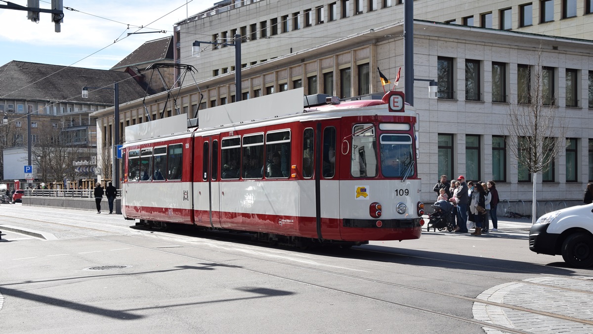 Freiburg im Breisgau - Historische Straßenbahn Nr. 109 - Aufgenommen am 16.03.2019