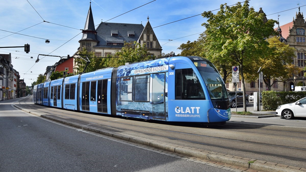 Freiburg im Breisgau - Straßenbahn CAF Urbos 306 - Aufgenommen am 16.09.2018
