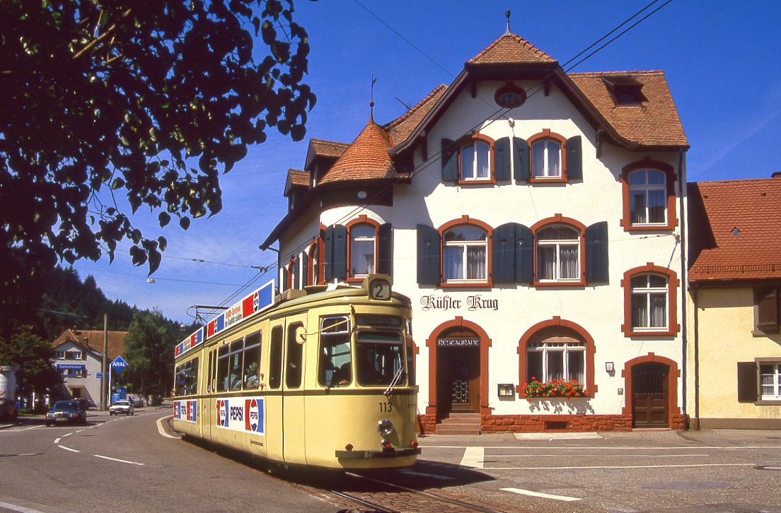 Freiburg Tw 113 erreicht Gnterstal, 15.08.1987.