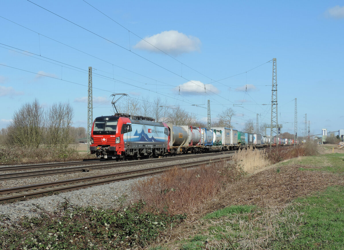 Friesenheim - 23. Februar 2022 : 193 475 'Domodossola' mit einem KLV unterwegs in Richtung Süden.