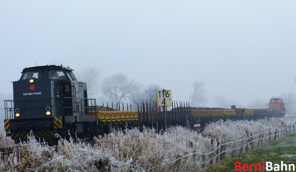 Frostige Temperaturen und ein seltener Güterzug auf der Marschbahn mit 2 alten DR V100
weitere Bilder habe ich unter Bernibahn bei Facebook