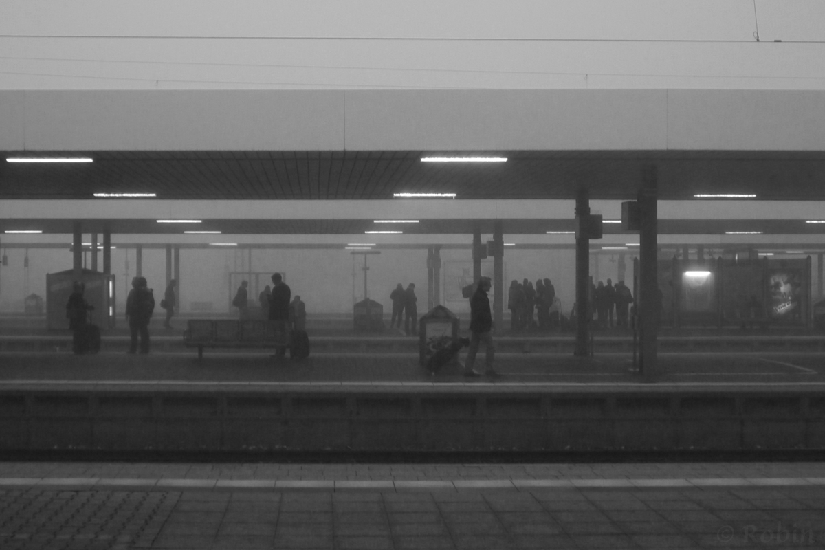 Früh am Montagmorgen.

Das ist für viele Pendler wieder der tägliche Anblick um gefühlt viel zu früh zur Arbeit zu fahren. Es bleibt länger Dunkel, durch den Wind ist es eiskalt und zusätzlich zum Nebel kommt noch Nieselregen dazu. Eigentlich ein perfekter Tag um zu Hause zu bleiben.

(Mannheim Hauptbahnhof, 12.10.2014)